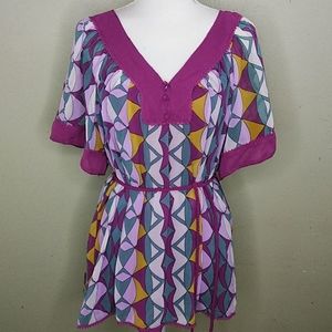 Nicole Miller Abstract Print Tunic with Cami - :L - NWT